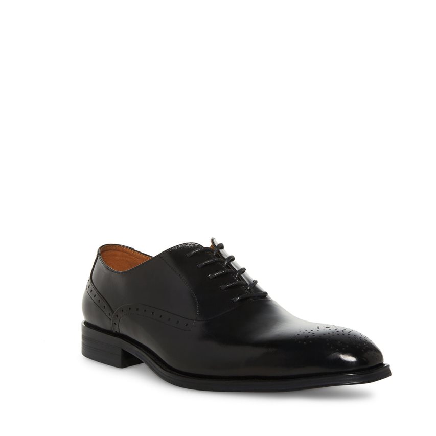 Black Steve Madden Zate Leather Men's Derby Shoes | PH 1675XUE